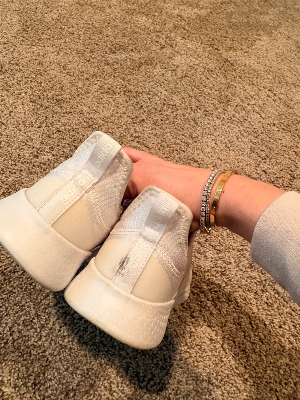 adidas White Slip-On Elastic Crossover Sneakers - Picture 4 of 5